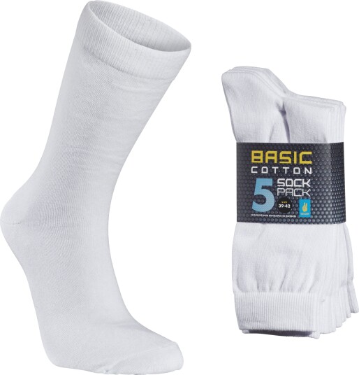 Seger Basic Cotton Sock 5-pack White 35-38, White