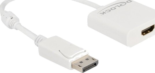 Delock Video Adapter Displayport Hann Låst Til Hdmi Hunn 20 Cm Hvit Aktiv 4K 30Hz Støtte