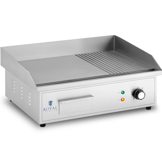 Royal Catering Elektrisk flatgrill  548 x 350 mm  Ribber + Flat  3000 W 10012023