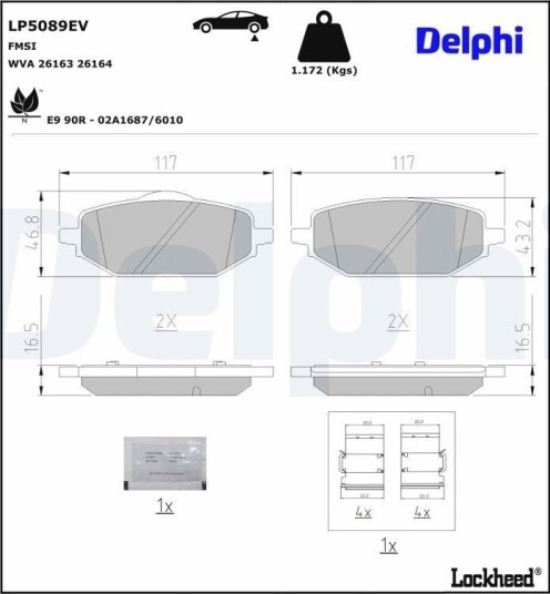 DELPHI LP5089EV Bremseklosser DELPHI LP5089EV Bremseklosser