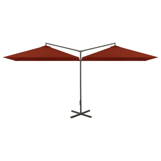 vidaXL Dobbel parasoll med stålstolpe terrakotta 600x300 cm