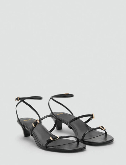 Mango Kitten-Heel Sandals With Buckle - Black - 37