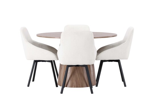 Venture Design Lanzo & Rosie spisegruppe Beige/natur 4 stoler & bord 120 cm