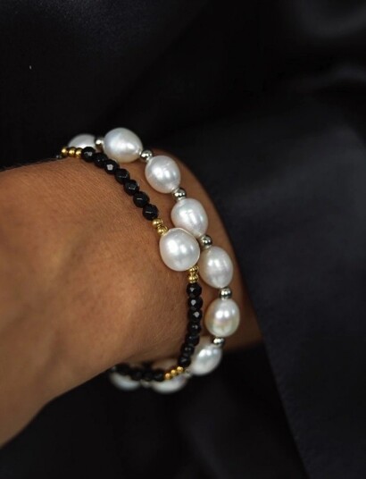 Bud to rose Pearl Elastic Bracelet Silver White ONE SIZE Bud to rose Pearl Elastic Bracelet Silver White ONE SIZE
