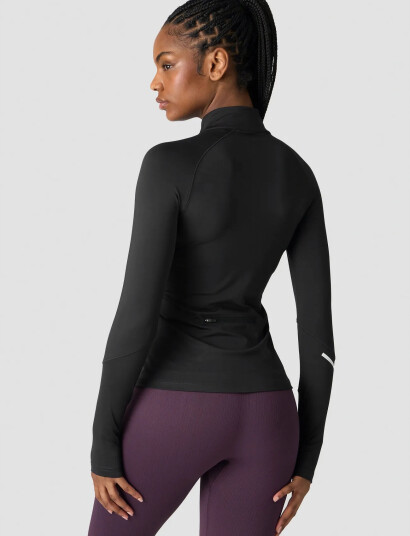 ICANIWILL Everyday Long Sleeve Stripe 1/4 Zip - Black - XS
