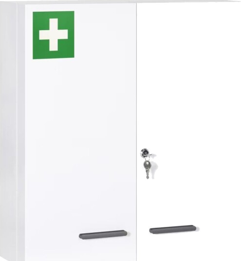 Northio Medisinskap 2-Dørs Med 6 Hyller Apotekskap For Veggmontering Stål Hvit 55X18X60Cm Northio Medisinskap 2-Dørs Med 6 Hyller Apotekskap For Veggmontering Stål Hvit 55X18X60Cm