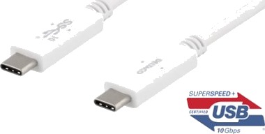USB-C 100W -Kabel USB-C hann - USB-C hann 1 m Hvit
