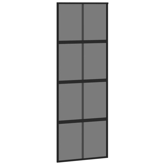 vidaXL Skyvedør med monteringssett svart 76x205 cm herdet glass