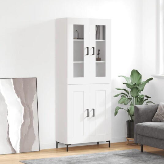 vidaXL Highboard hvit 69,5x34x180 cm konstruert tre 8720845477592