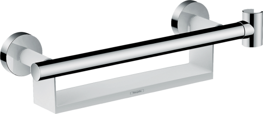 Hansgrohe Unica Holdegrep Comfort Med hylle og dusjholder, Hvit/Krom Hansgrohe Unica Holdegrep Comfort Med hylle og dusjholder, Hvit/Krom