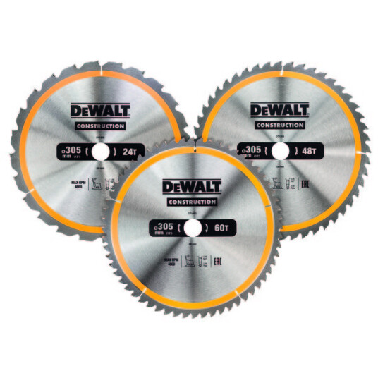 Dewalt DT1964 Sagbladsett 3x305mm for Tre med 24, 48 og 60 Tenner