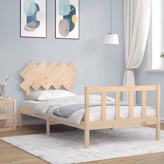 vidaXL Sengeramme med hodegavl 100x200 cm heltre 8720845986261