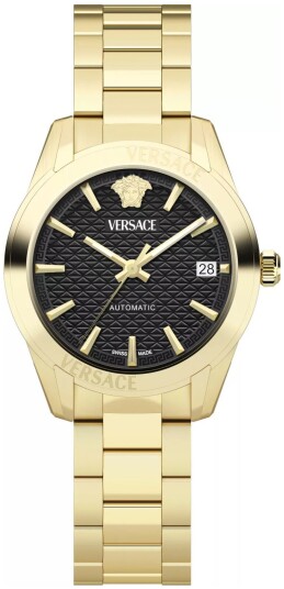Versace Dameklokke VESCA0624 Greca Sort/Gulltonet stål Ø35 mm