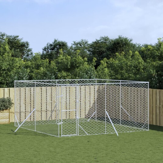  Utendørs Hundekennel Sølv 4X4X2 M Galvanisert Stål 3190455