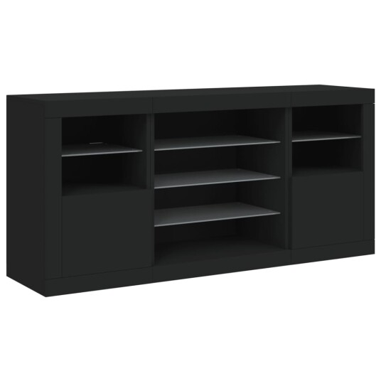 vidaXL Skjenk med LED-lys svart 142,5x37x67 cm