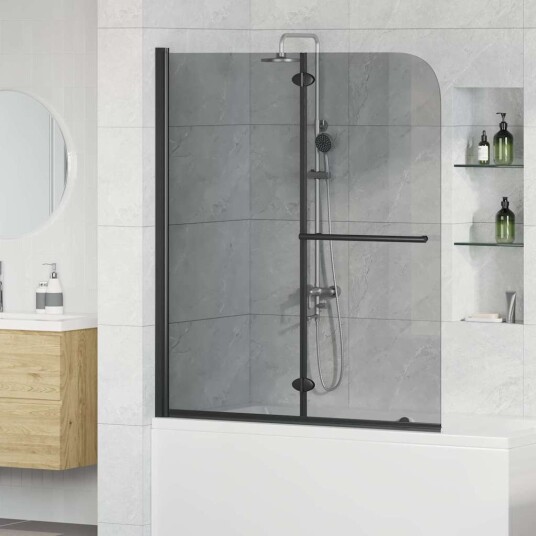 vidaXL Dusjinnhegning Svart 120 x 140 cm ESG Glass Og Aluminium
