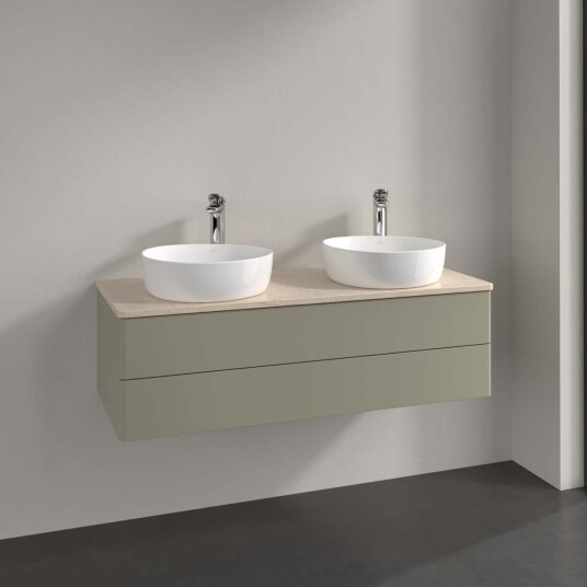 Villeroy & Boch Antao Servantskap med 2 skuffer 120x50x36 cm m/lys Steingrå/Crème Villeroy & Boch Antao Servantskap med 2 skuffer 120x50x36 cm m/lys Steingrå/Crème