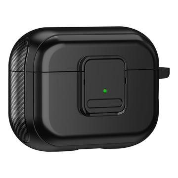 Magnetisk etui til Apple AirPods Pro TPU deksel med karabinkrok og spennedesign for Bluetooth øretelefoner   svart