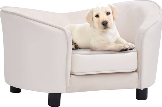 Vidaxl Hundesofa Kremhvit 69X49X40 cm Plysj Og Kunstig Lær