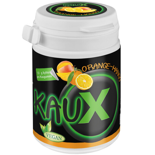 Naturlig Xylitol Tyggegummi KAUX Orange - Mango 40 pcs. 60 g Naturlig Xylitol Tyggegummi KAUX Orange - Mango 40 pcs. 60 g