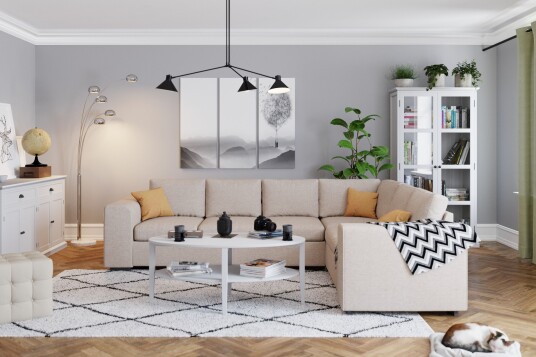Link 5 seters Vendbar L formet Hjørnesofa i Stoff Beige