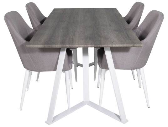Venture Design Marina & Comfort spisegruppe Grå/grå 4 st stoler & bord 180 x 90 cm