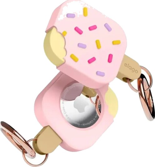Elago Popsicle Stick AirTag Etui Rosa med Nøkkelring