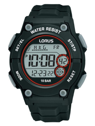Lorus, Digital herreklokke med sort gummirem Lorus, Digital herreklokke med sort gummirem