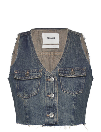 Monki Cropped Vest - Blue - M