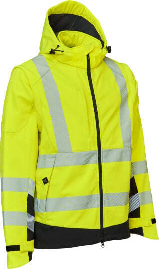 Elka Visible Xtreme Softshell Jakke med Avtakbare Ermer Fl.gul/sort 5XL