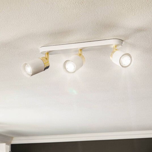 Luminex Rondo takspotlight hvit/gull tre flammer