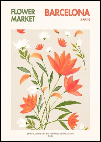 Barcelona Blooms Poster Plakat / 100x150cm