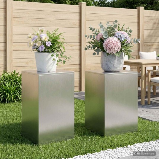 vidaXL Planteholder 2 pcs Sølv 40 x 40 x 60 cm Stål