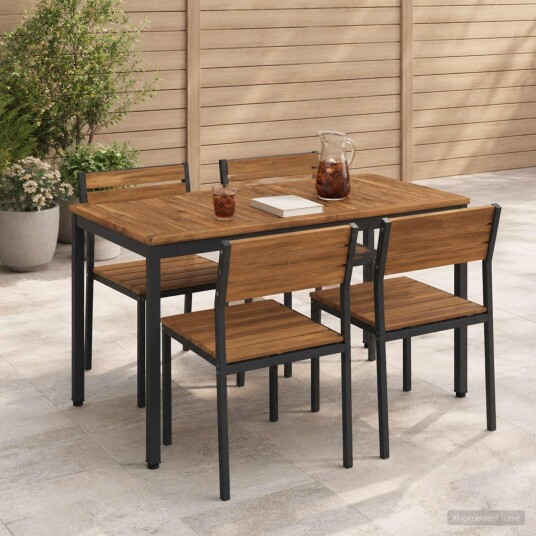 vidaXL Hage middagsbord Naturlig og svart 108,5 x 55 x 75 cm