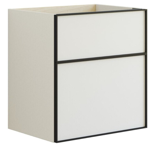 Dansani Inzo Alu-ramme Svart Underskap 2 Skuff Hvit Matt / 60cm