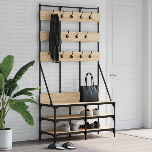 Klesstativ med skooppbevaring sonoma eik 100x40x184 cm 8721012196407