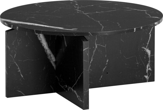 Sofabord Wohnling Rund steinoptikk stil moderne utseende 70 cm, Svart marmor - 70 cm, Svart marmor