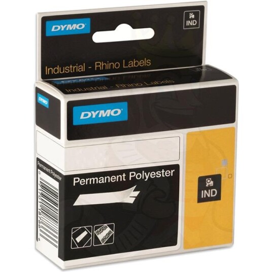 DYMO Dymo Rhino permanent polyester 19mm x 5.5m - sort på metallic