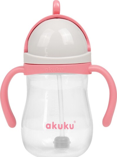 Akuku Drikkeflaske Med Sugerør 280 ml 9 Mnd+ Rosa