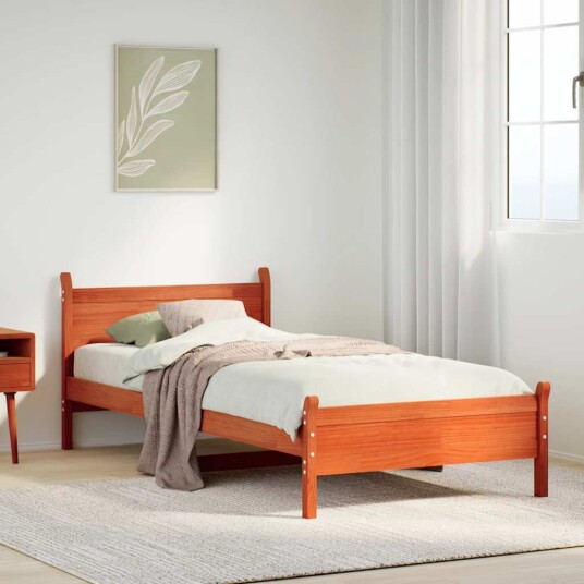  Sengeramme uten madrass voksbrun 75x190 cm heltre furu 8721158396303