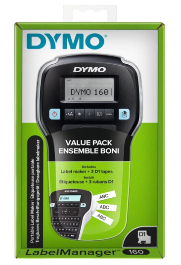 DYMO LabelManager 160 Value Pack met 3 D1-Bänder 12mm Qwertz