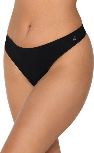 URBAN QUEST 6 Pack Women Bamboo String Brief Black M