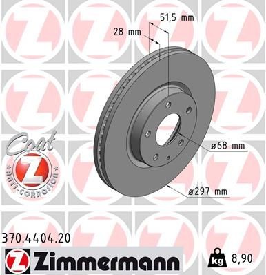 Bremseskive ZIMMERMANN 370.4404.20 Bremseskive ZIMMERMANN 370.4404.20