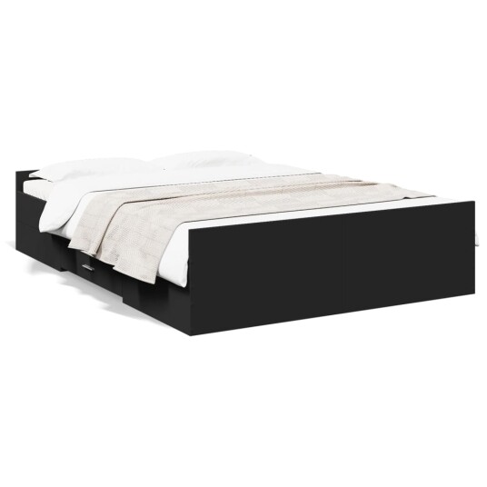 Sengeramme med skuffer svart 120x190 cm konstruert tre 8721102619755