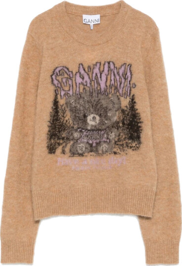 Ganni Dame Strikkevarer Beige XS,