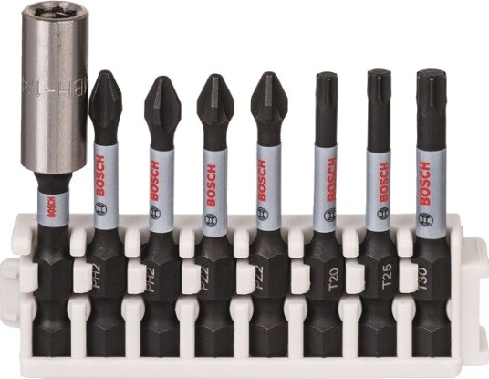 Bosch Impact Control-skrutrekkerbits, pakke med 8 deler, 1xPH1, 3xPH2, 1xPH3, 2xPZ2, 1xPZ3