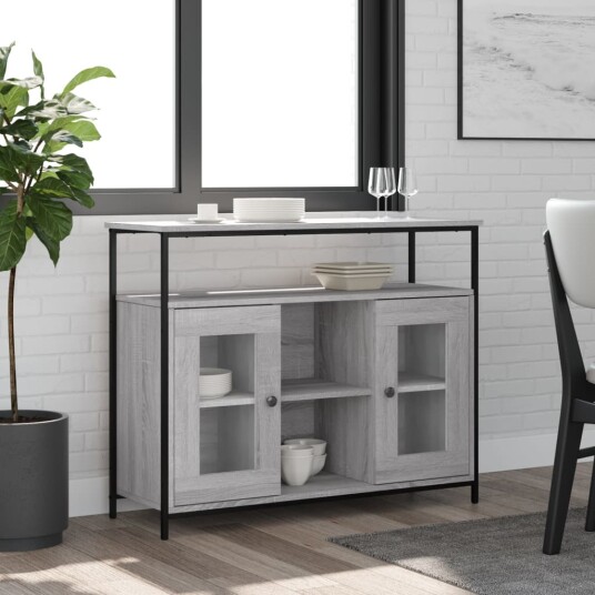 vidaXL Skjenk grå sonoma 100x35x80 cm konstruert tre vidaXL Skjenk grå sonoma 100x35x80 cm konstruert tre