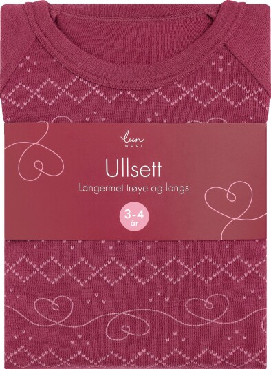 Lun Wool ullsett rosa 3 4 år 1 sett