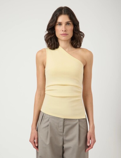 YAS Yasvenice One Shoulder Top   Yellow   XL