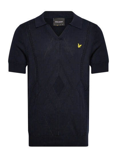 Lyle & Scott Argyle Knitted Polo Navy S Lyle & Scott Argyle Knitted Polo Navy S